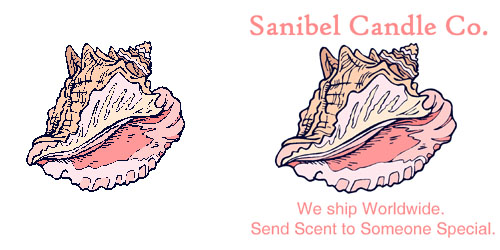 Custom Printed Self-Stick Label - Pink Conch Drawing